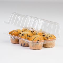 Detroit Forming LBH6656 Hinged 6-Compartment 9X6X2 Container, Plastic, Clear (Case of 350)