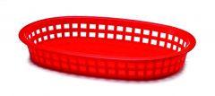 Tablecraft 1076R Plastic Oval Basket, 10-1/2"X7"X1-1/2", Chicago Red (Case of 36)