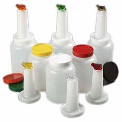 Carlisle Store N' Pour 1/2 Gallon Container Set with Assorted Color Caps,  Necks and Spouts PS701B00