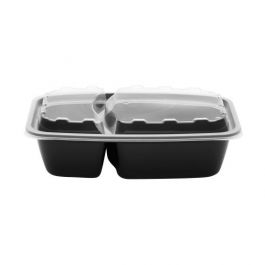 CuBE Plastics CR-2932BB 28 oz. Black Plastic 2 Compartment