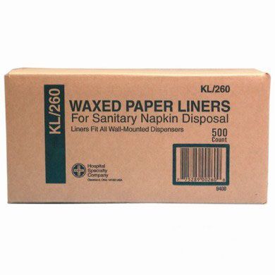 Hospeco Napkin Receptacle Liner, Kraft Waxed Paper, 500/Carton